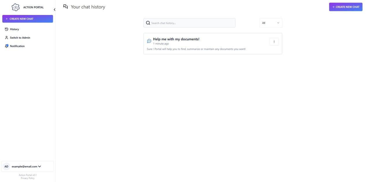 ACTION PORTAL AI Interface